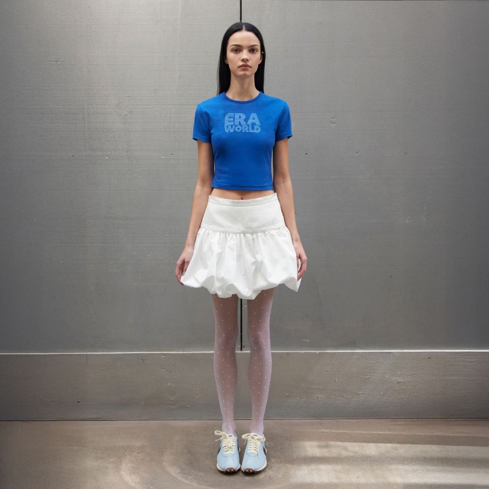 WOMEN ERA WORLD SLIM CROPPED T - DEEP BLUE - 감도 깊은 취향