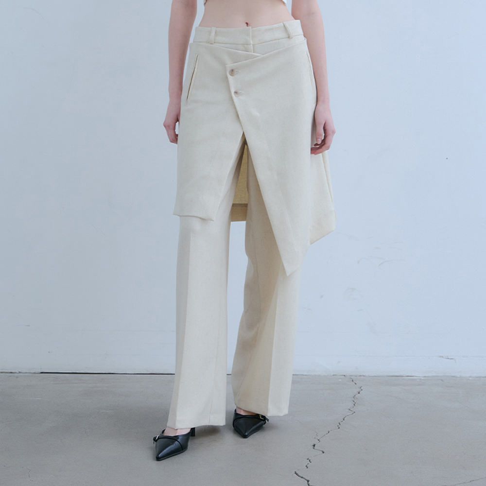 Draped chiton midi skirt pants SET CHARCOAL - 감도 깊은 취향