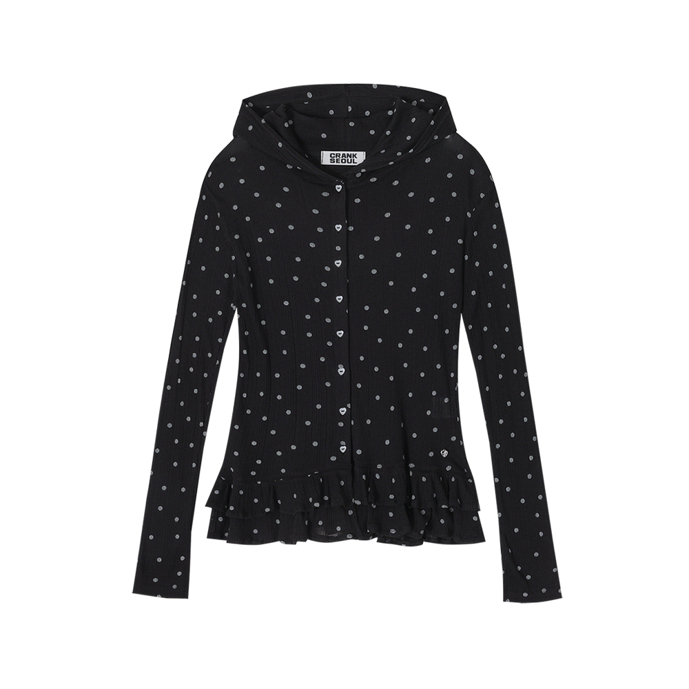 人気の FRILL DOT SHEER 셀렉트 취향 깊은 감도 - CARDIGAN_BLACK HOOD トップス