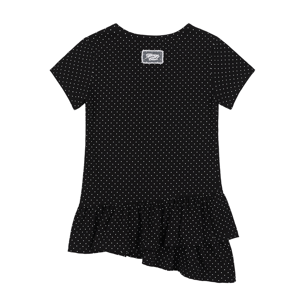 ★FANCY CLUB★ FRILL LAYERED DOT TEE FRILL LAYERED DOT TEE (BLACK) F25QB128 - 감도 깊은 취향