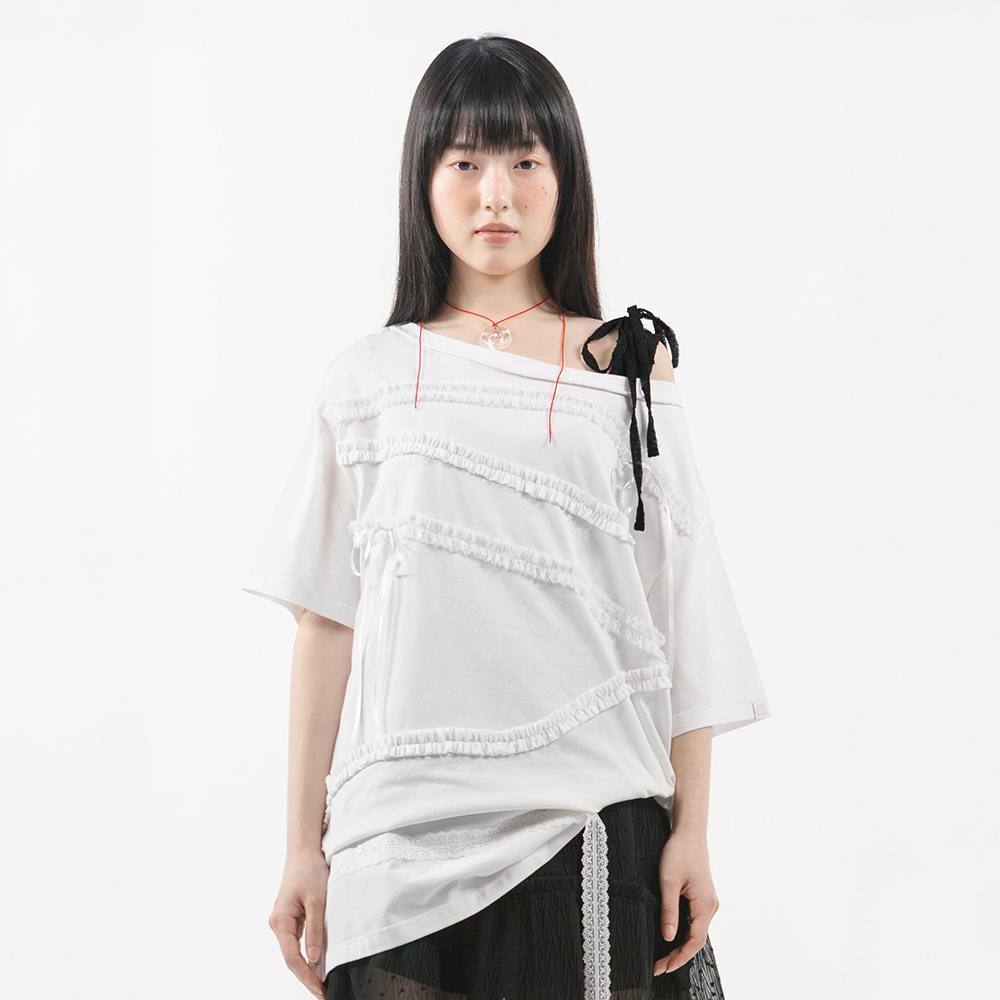 FFATS BIG RIBBON MESH BIG BIG TEE/NG2FMUT580A/ユニセックス FFATS BIG RIBBON MESH BIG BIG TEE_WHITE(NG2FMUT580A) - 감도