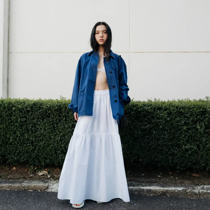 スカート MONOHA : 25SS / Cotton tiered maxi skirt (white) Cotton tiered maxi skirt (white) - 감도 깊은 취향 셀렉트샵 29CM