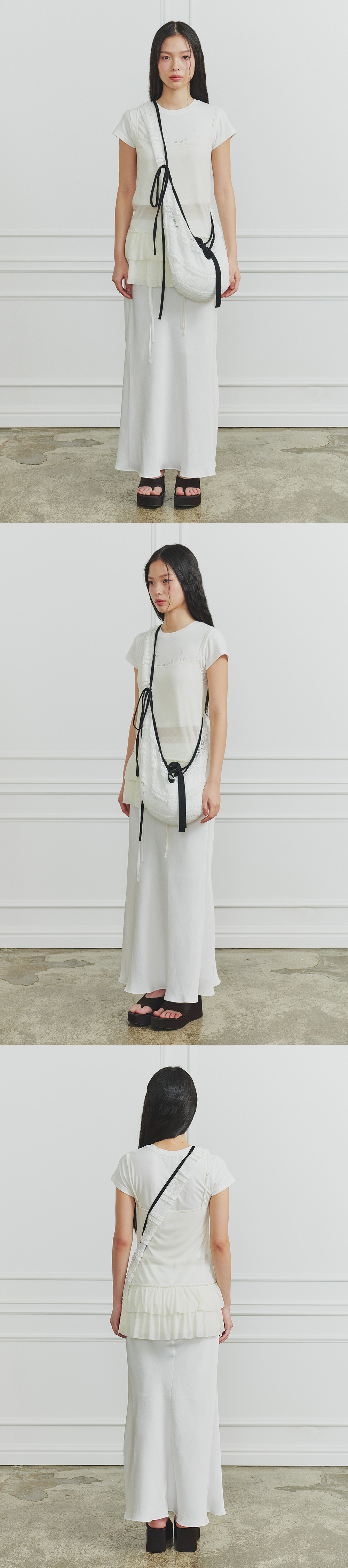 PAIN OR PLEASURE★韓国★人気★DEW LACE RIBBON BAG white ROLAROLA] LACE ECO BAG WHITE 正規品 韓国ブランド 韓国通販
