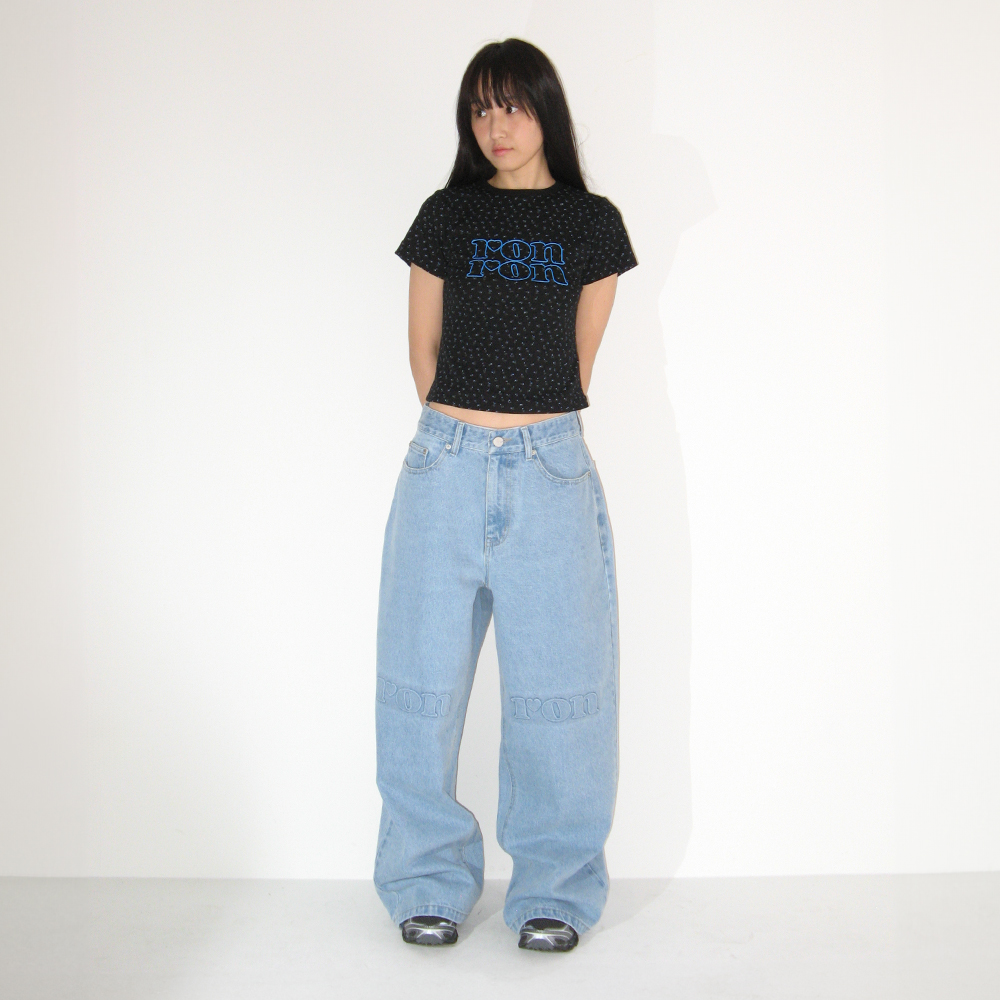 FLORAL LOGO SLIM CROP T SHIRT BLACK - 감도 깊은 취향 셀렉트