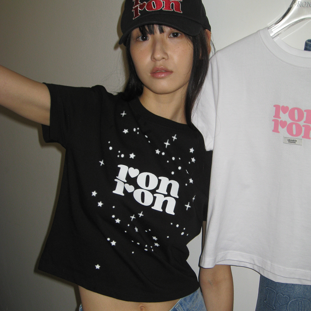 RONRON HEART LAUREL OVER FIT T SHIRT CHARCOAL - 감도 깊은