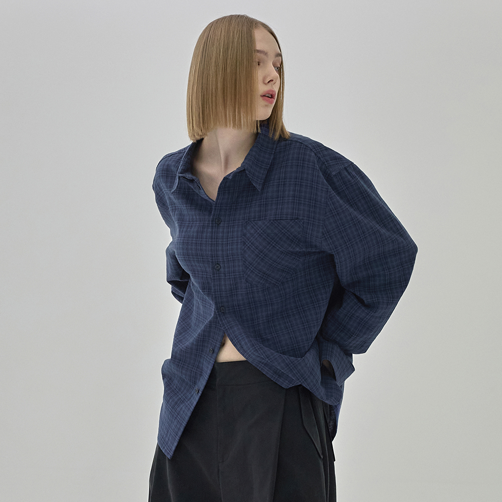 シャツ WOOALONG Tone-on-Tone Check shirt 5FT1521 Tone-on-Tone Check shirt (톤온톤 체크셔츠)