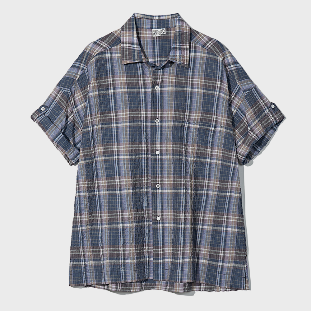 Pin Stripe Roll Up Half Shirts Pink - 감도 깊은 취향 셀렉트