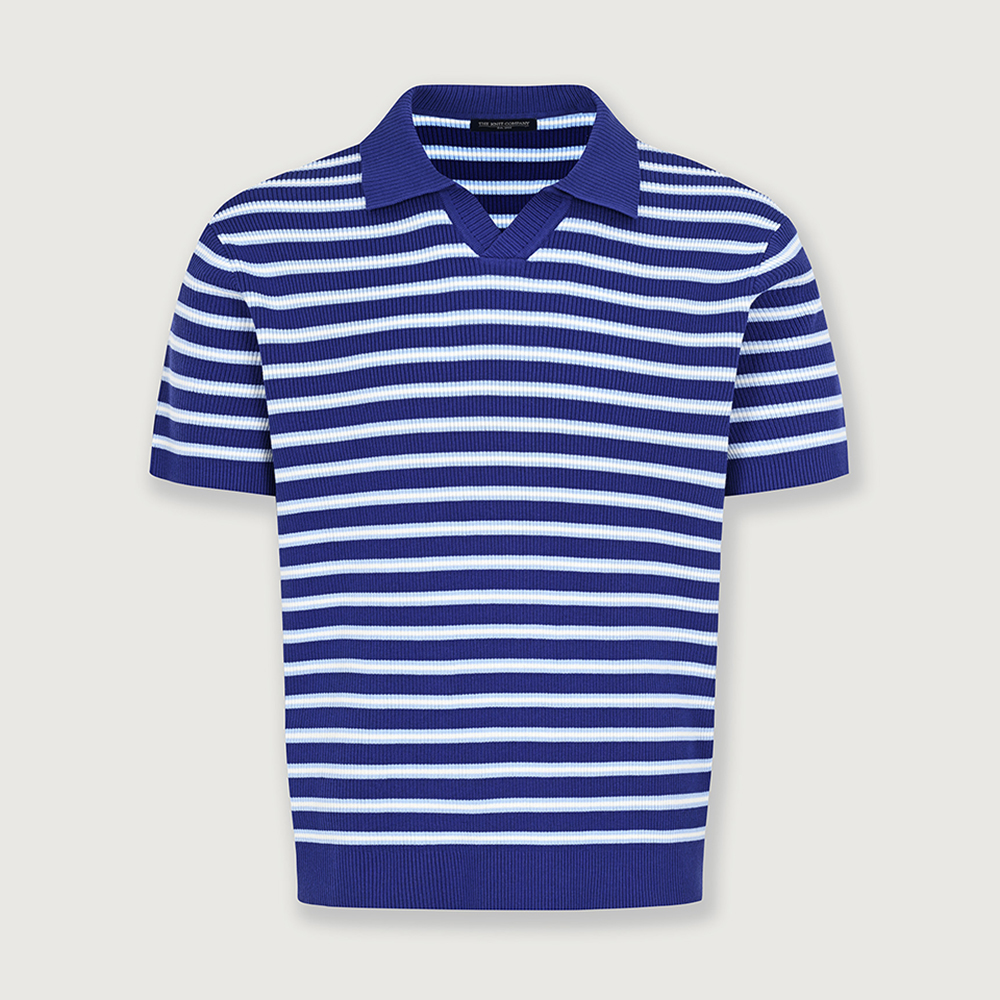 [韓国人気] STRIPE POLO SWEATER atb1286m Striped Polo Sweater [Off White/Olive] | KOWLOON CITY BOY
