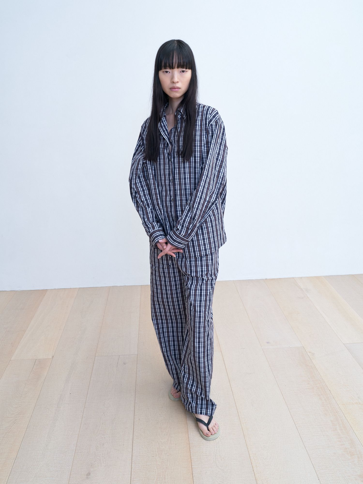 MONOHA：25SS Crisp Check Shirts Crisp check shirt (navy) : MONOHA