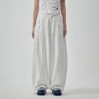 Raw Cut Balloon Denim Pants [ White ]