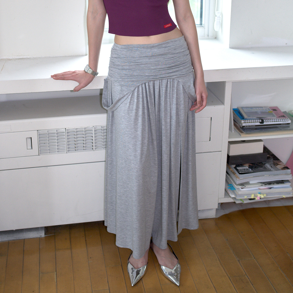 韓国商品/OVERDUEFLAIR DRAPED TURN OVER SKIRT Kenzo Ladies Purple Drawstring-waist Nylon Utility Skirt