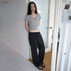 COTTON SHEER PANTS_BLACK