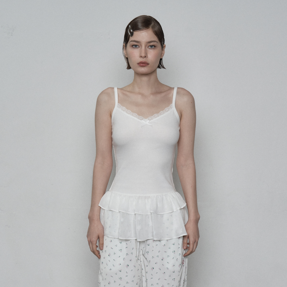 ★SETUP-EXE★CHIFFON FRILL SLEEVELESS/BABY BLUE★韓国送料込 CHIFFON FRILL SLEEVELESS / BABY BLUE - 감도 깊은 취향 셀렉트