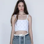 BRAIDED KNIT BUSTIER, WHITE