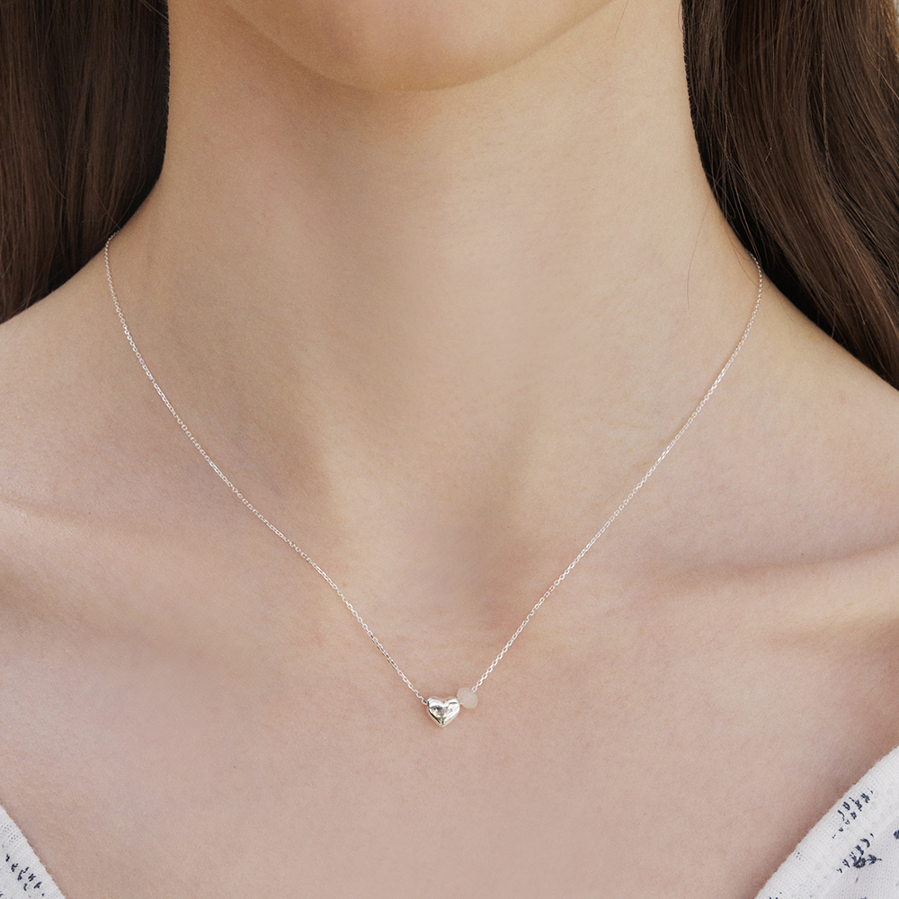 SILVER925) Petit Cubic Plump Heart Necklace NZ2032 - 감도