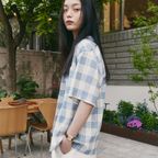 Blue Lace Check Shirt_F252ST02