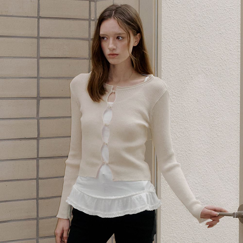 [new color][3color] 200 see-through knit cardigan