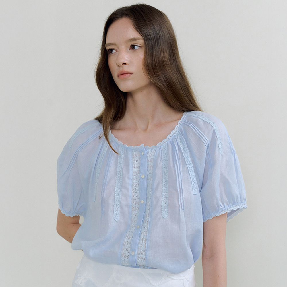 volume lace blouse 267 (light blue)