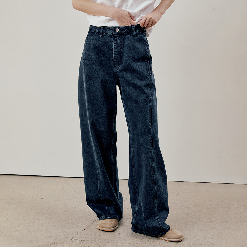 CUT OFF DOUBLE KNEE JEANS BLACK (VH2DFUD101A) - 감도 깊은
