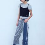 STARRY LAYERD WLAP RIBBON SKIRTS_WHITE