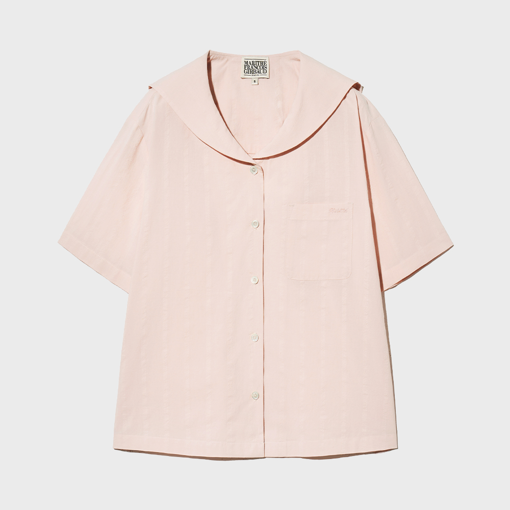 W MARINE HALF SLEEVE SHIRT light pink - 감도 깊은 취향
