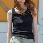 LOGO APPLIQUE SLIM TANK TOP IN BLACK