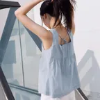 Square Neck Sleeveless Blouse  Sky Blue (KE5660M01Q)