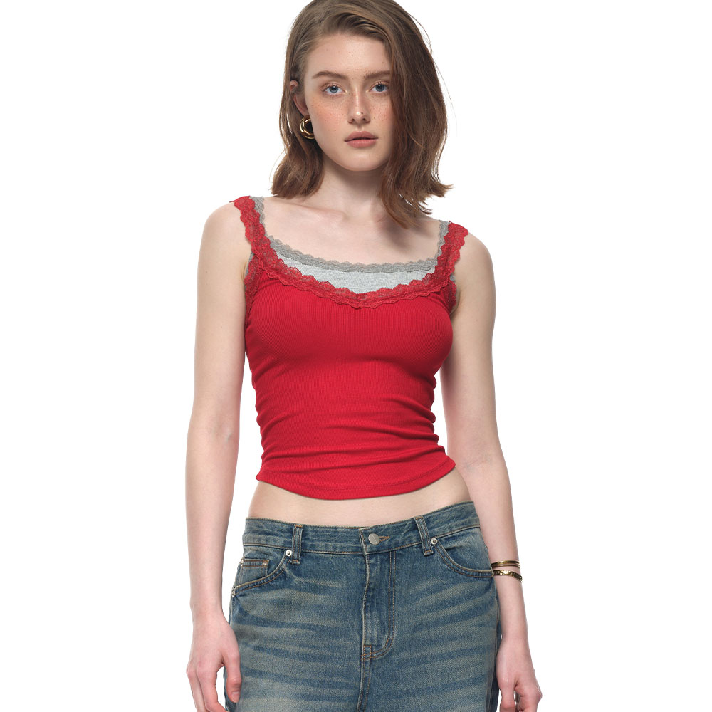 ★LUVISTRUE★SM LAYERED LACE SLEEVELESS(RED)★正規品/送料込 SM LAYERED LACE SLEEVELESS(RED) - 감도 깊은 취향 셀렉트샵 29CM