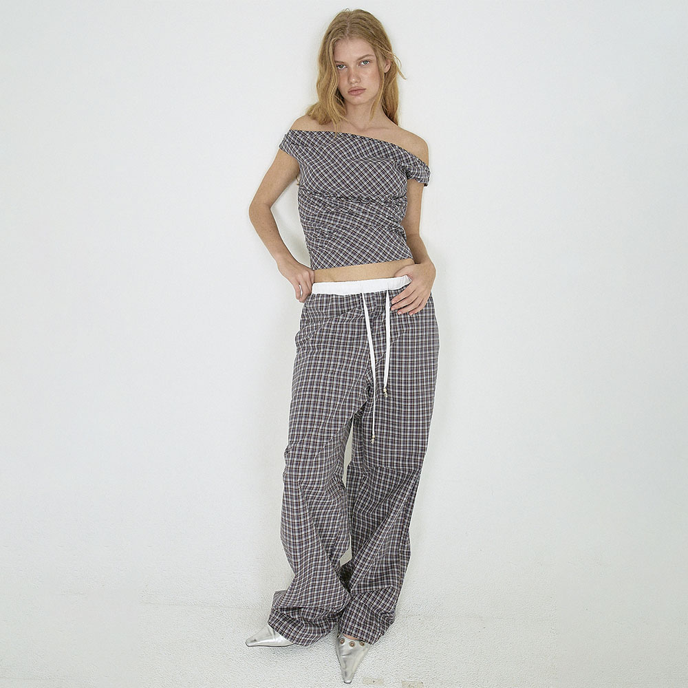 韓国商品/POLYSOOEM CHECK SUMMER PANTS CHECK SUMMER PANTS (BLUE) - 감도 깊은 취향 셀렉트샵 29CM
