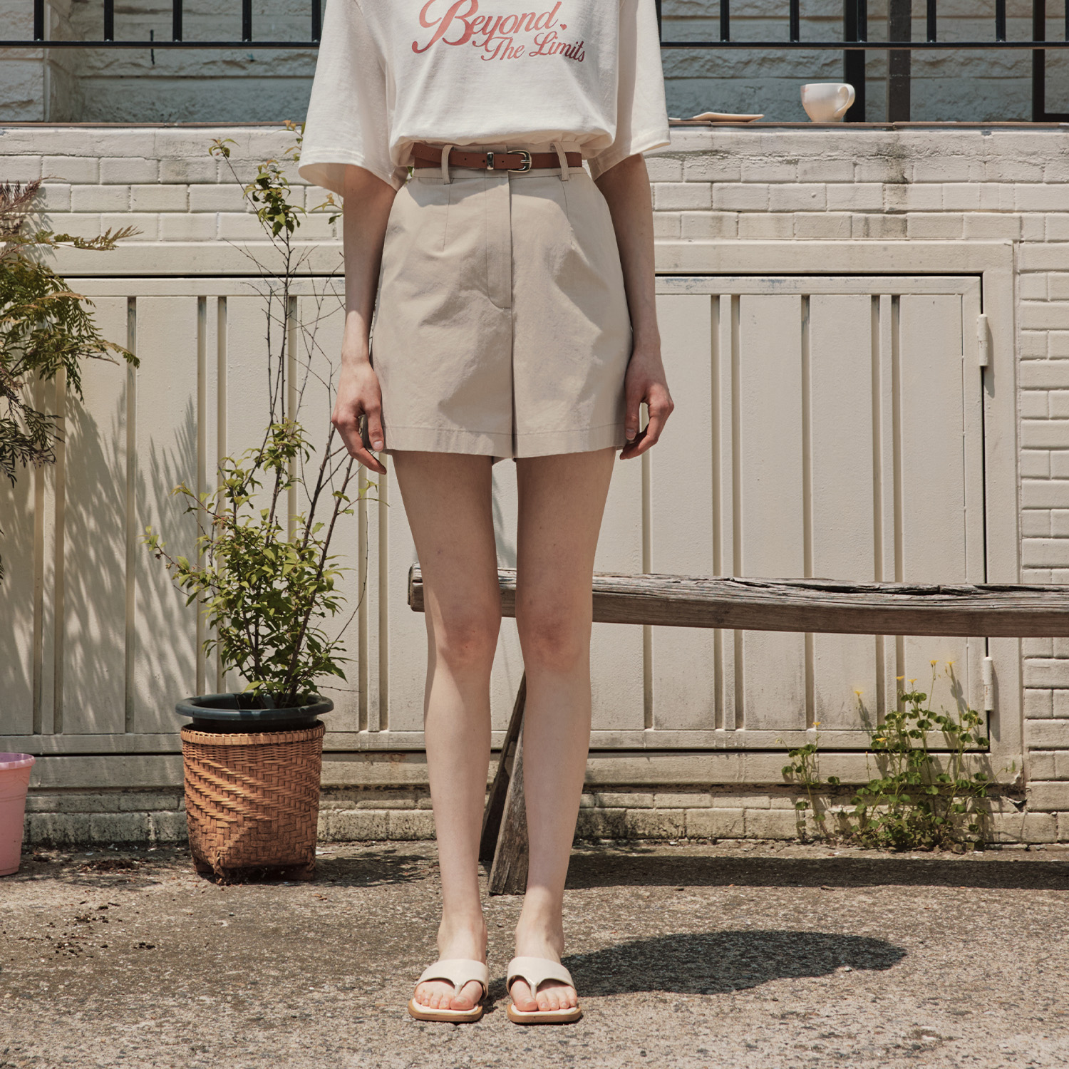 PT-20342) SET-UP CHECK BELT BERMUDA SHORTS BLUE - 감도 깊은