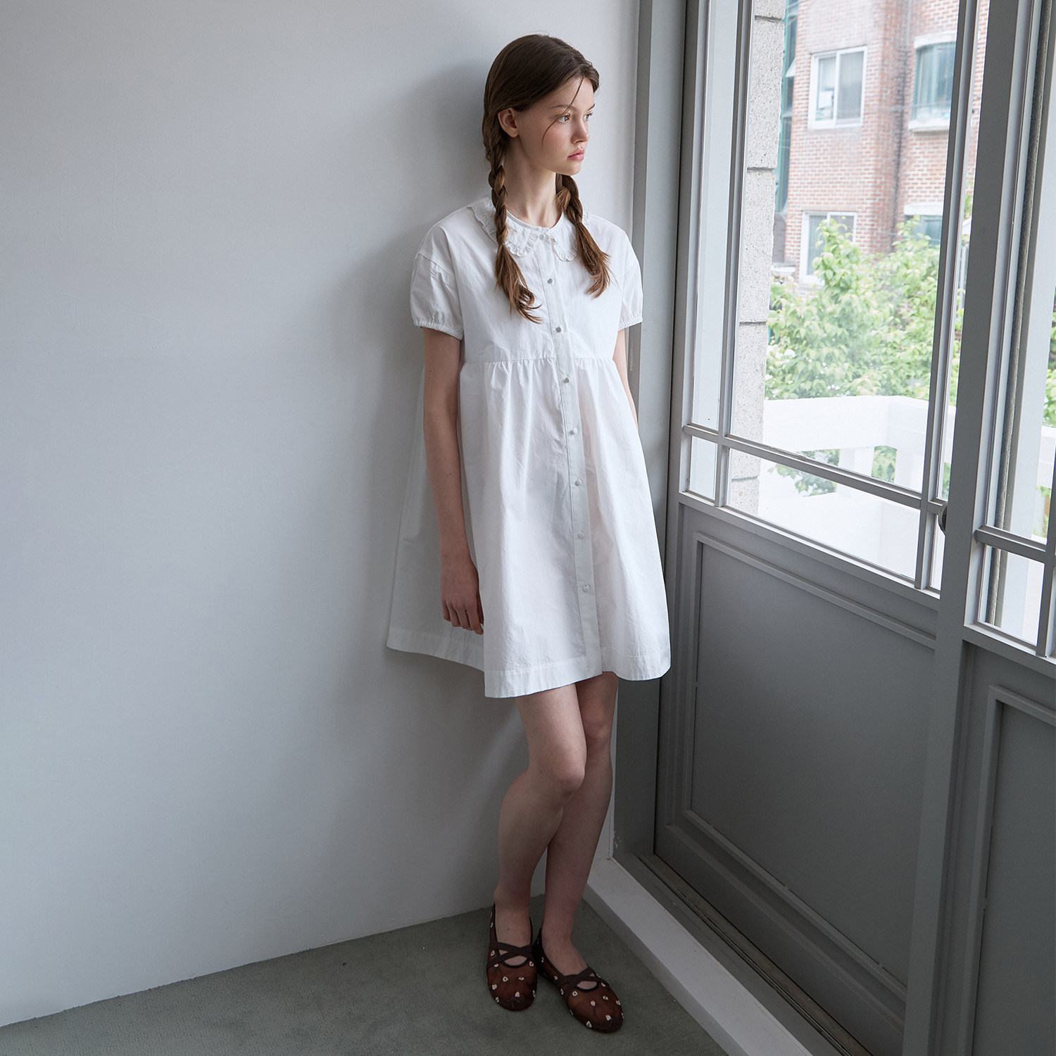 ■FANCY CLUB■ Ribbon low rise mini one piece WHITE F25QD821 Ribbon Low-Rise Mini Dress (White) F25QD821 - FANCY CLUB