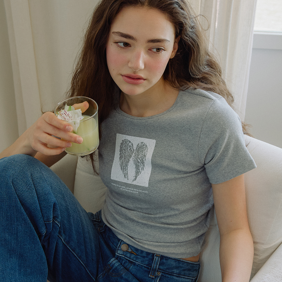 ☆NASTY FANCY CLUB☆ Angel Mark Crop Tee SKY BLUE F25QB104 FANCY CLUB】ANGEL MARK CROP TEE | OUR BRAND,FANCY CLUB