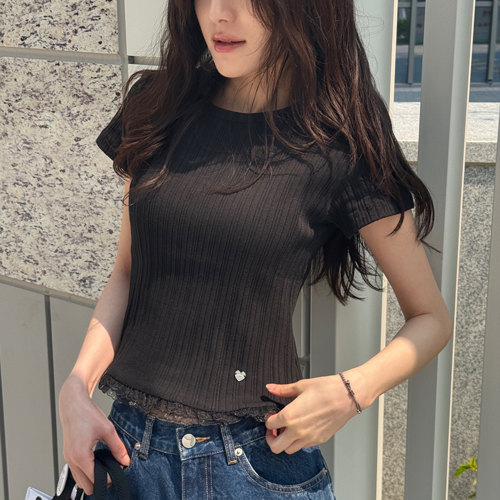 Tシャツ・カットソー RONRON TORCHON LACE HENRYNECK T SHIRT 4BKH154 RONRON] TORCHON LACE HENRYNECK Tシャツ☆新作・24SS☆人気