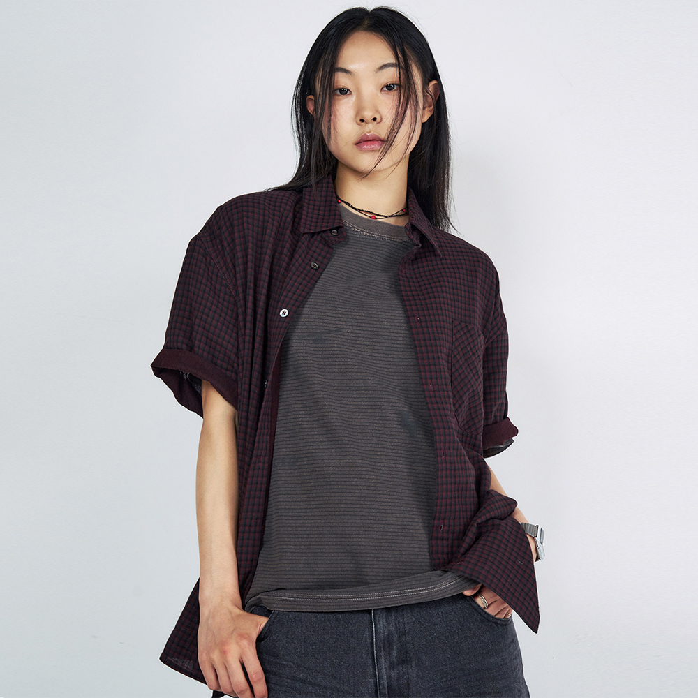 GINGHAM CHECK HALF SHIRT [RED] - 감도 깊은 취향 셀렉트샵 29CM