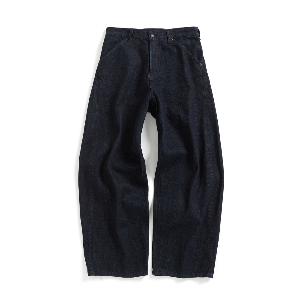 UNISEX BLACK CROSS-OVER WIDE JEANS apa804u(BLACK) - 감도