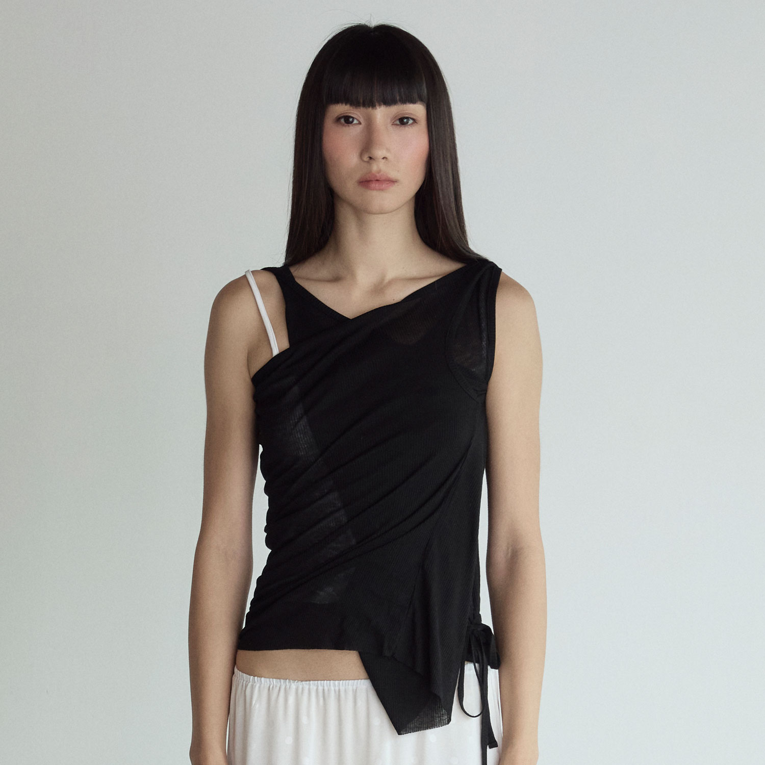 SET] Handmade Twisted Layered Top (FL-118_Charcoal) - 감도