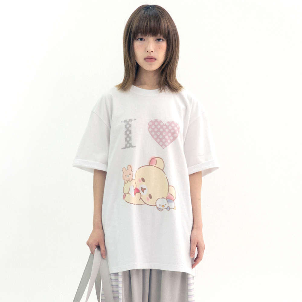 ★HUG YOUR SKIN★ Korilakkuma dot raglan tee Korilakkuma dot raglan tee (White) - 감도 깊은 취향 셀렉트샵