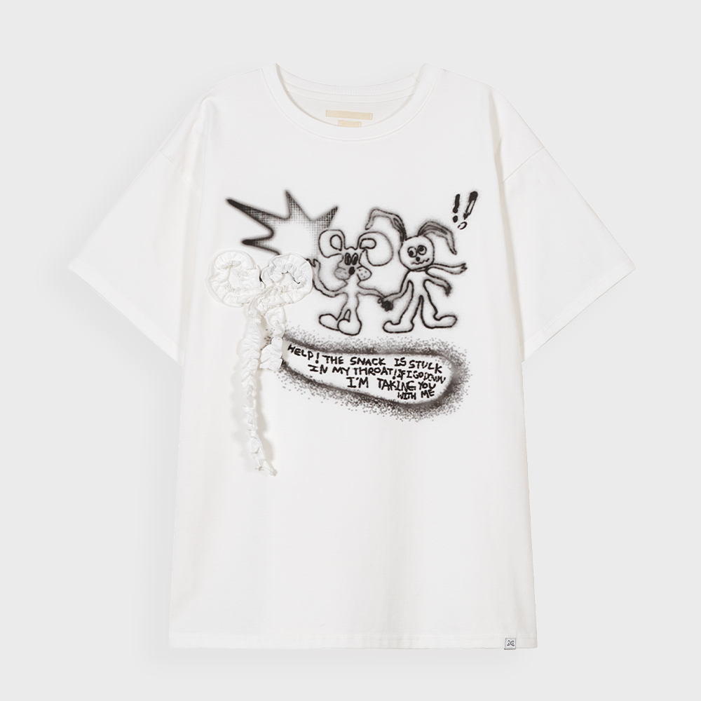 TYPESERVICE　Rabbit Ruched Top [White]　韓国 7차] Rabbit Ruched Top [White] - 타입서비스