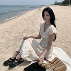 [29CM 단독] MINOU puff sleeve embroidery dress_cream