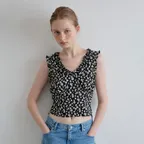 [소연달,딱지 착용_6차]mia floral ruffle blouse_black