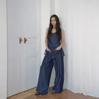 denim wrap pants