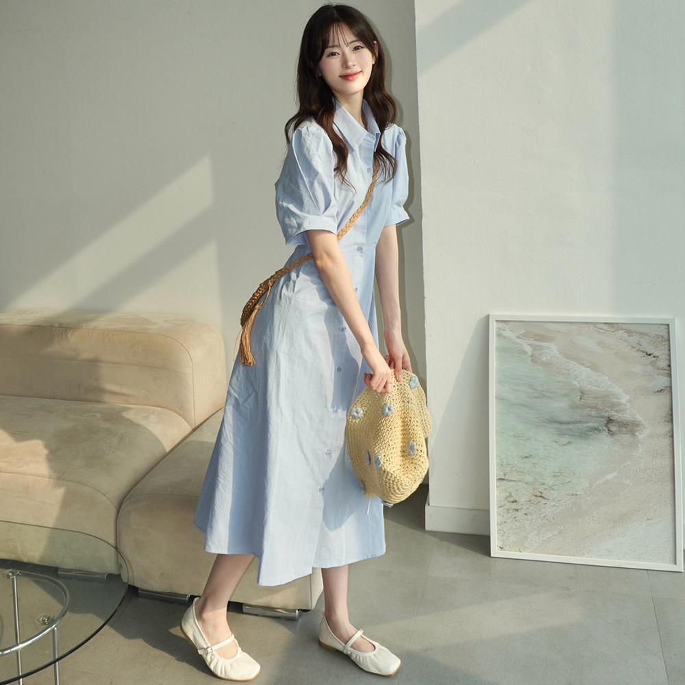 Button shirring sleeveless dress TISU03OP04_Black - 감도