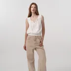 Pleatib Lace Sleeveless Blouse