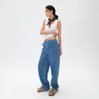Leau denim fatigue pants_washed blue