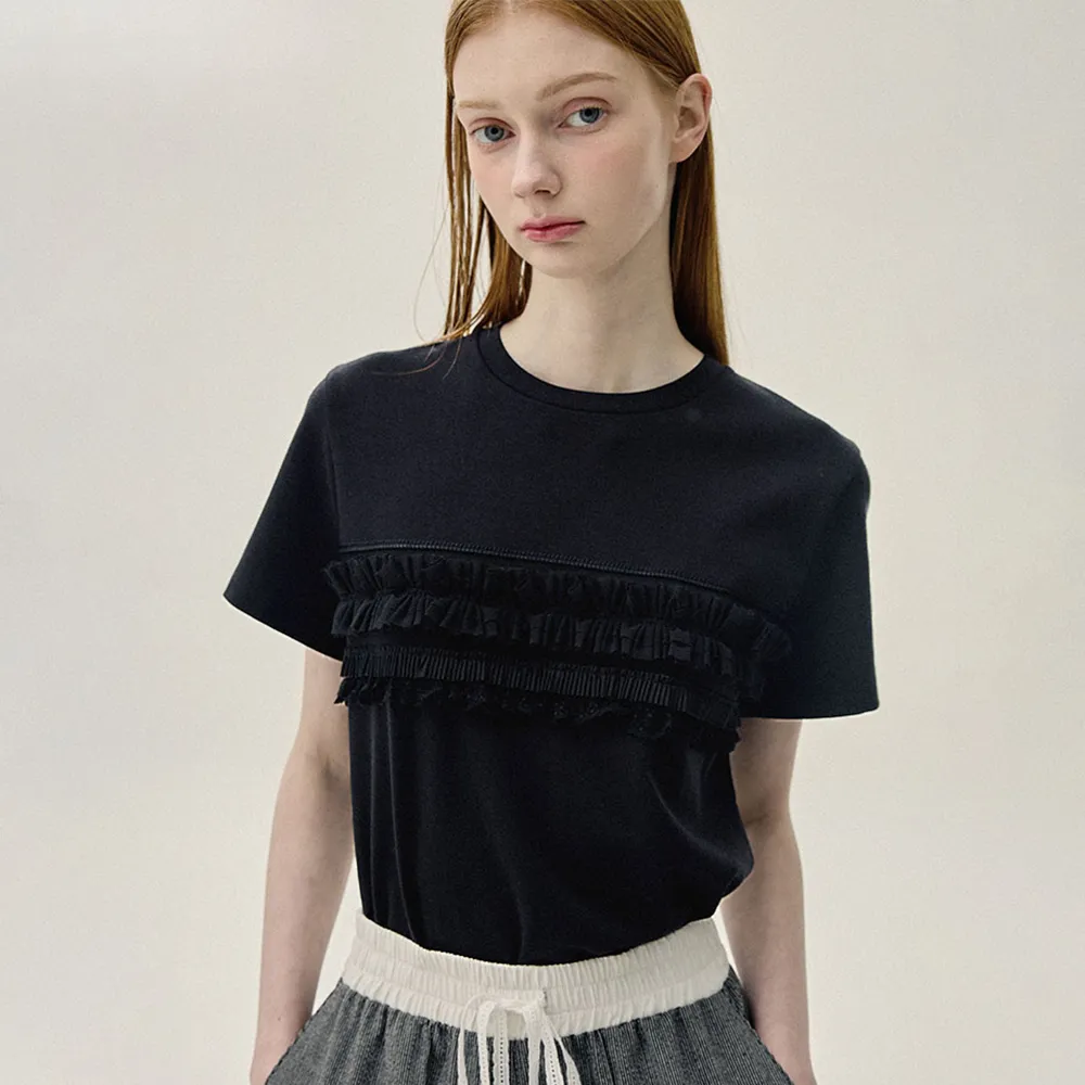 ★SCHNEE★SCHNEE DOUBLE BOW T-SHIRTS (BLACK)★正規品/送料込 SCHNEE DOUBLE BOW T-SHIRTS (BLACK) - 감도 깊은 취향 셀렉트샵