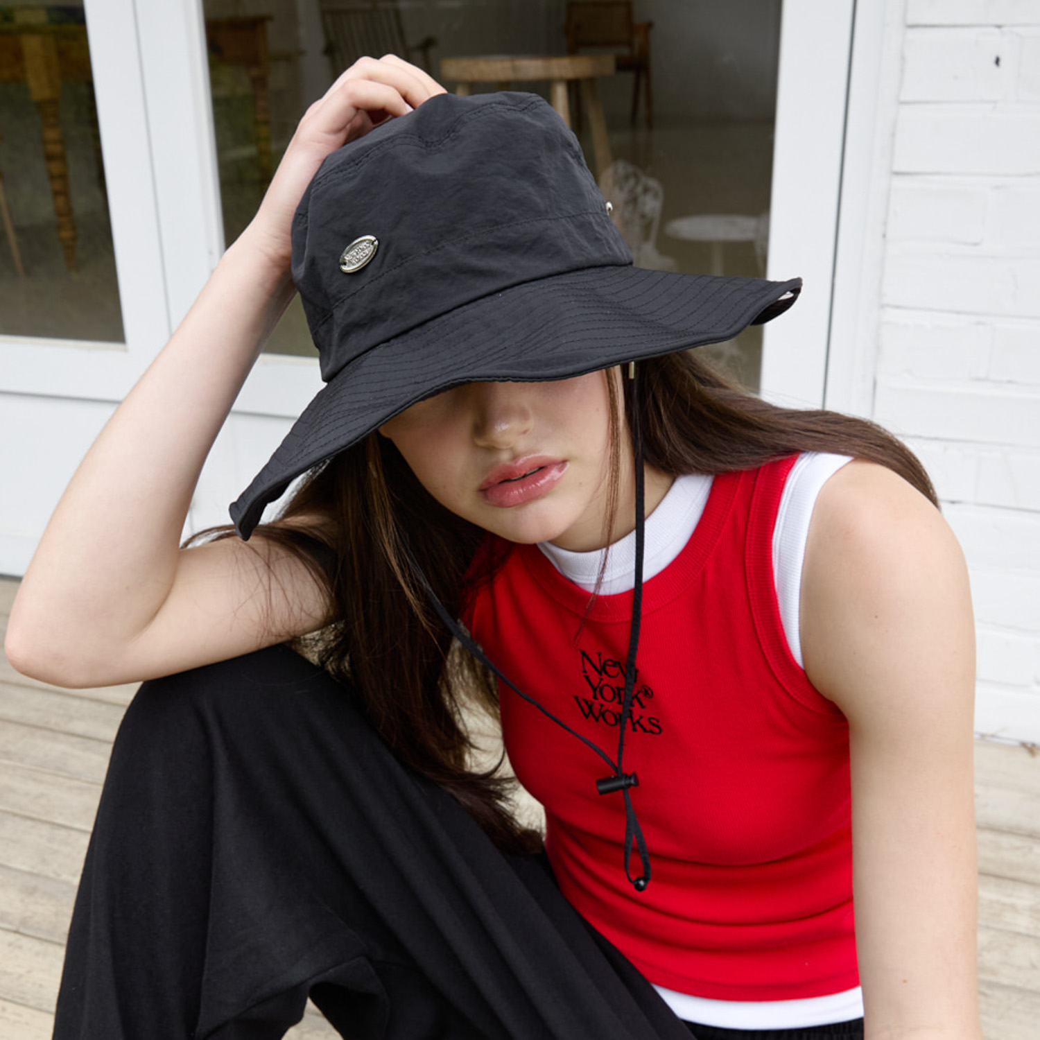 BBD Horizon Bleached Reversible Plate Bucket Hat (Black