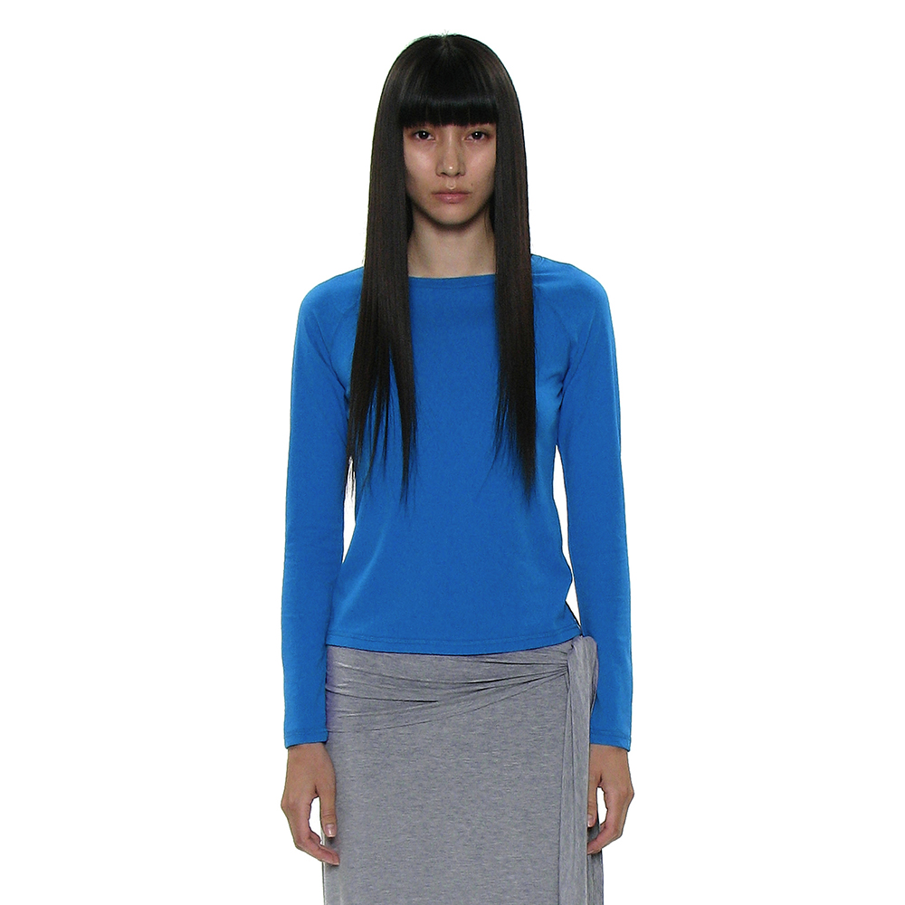 【PARTIMENTO】 DOUBLE COLLAR STRIPE LONG SLEEVE TEE /追跡付 WOMEN] DOUBLE COLLAR STRIPE LONG SLEEVE TEE_MOCHA GREY