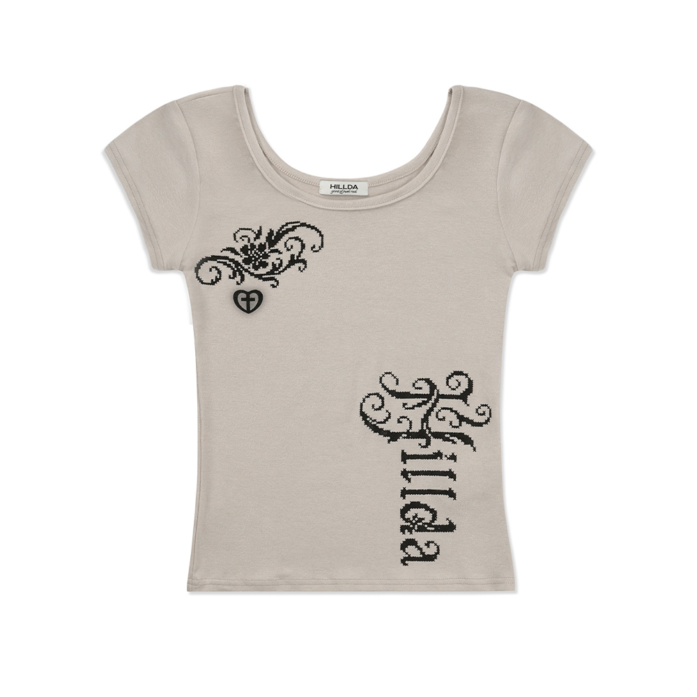 ◆大人気◆ ◆HILLDA◆ Lust Slim Tee_2 Color Hilda) Lust Slim Tee [Beige] #힐다,#Hillda,#반팔,#베이지반팔