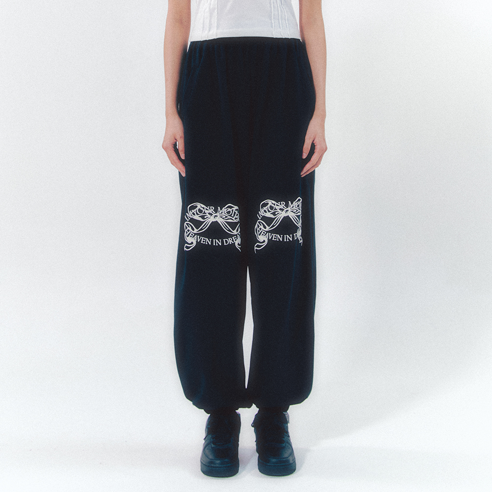 【MOILLY】Knee Point Ribbon Jogger Pants Knee Point Ribbon Jogger Pants Black - 감도 깊은 취향 셀렉트