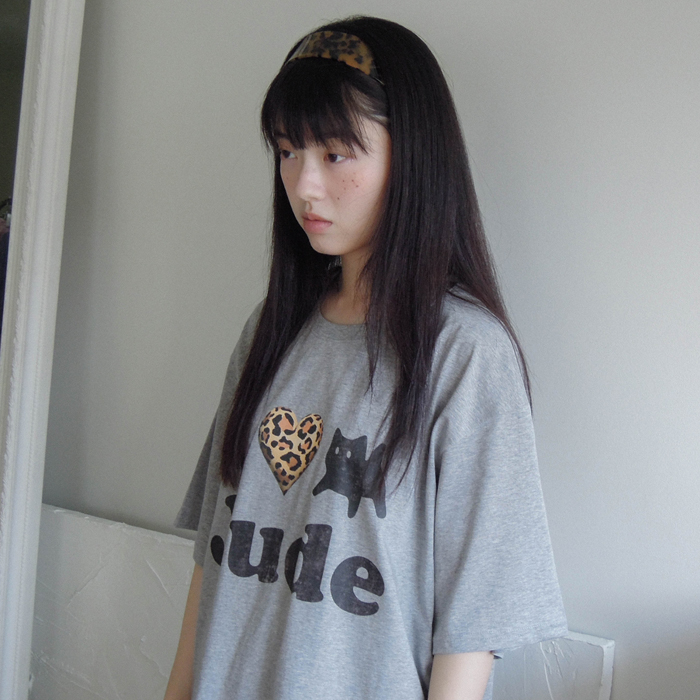 【more jude】 韓国人気★ Dear Jude Love Cat Cversized Tee Dear Jude love cat oversized tee gray - 감도 깊은 취향
